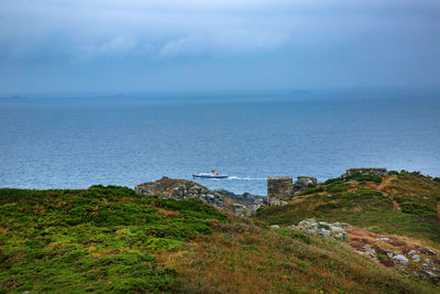 High angle view of sea against sky