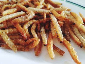 Close-up of fried meat with rice