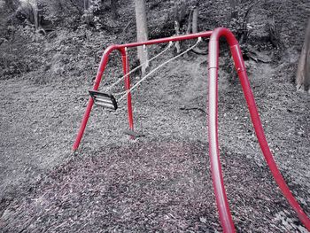 High angle view of red playground