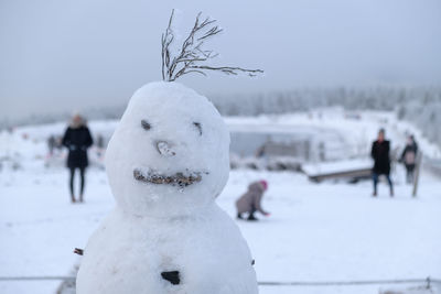 Close-up of snow man