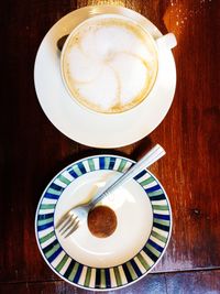 Directly above shot of coffee cup on table