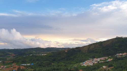 Scenic view of townscape against sky