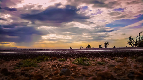 Scenic view of landscape against sky during sunset