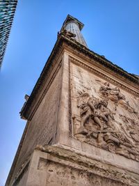 Low angle view of statue against clear sky