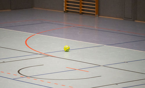 High angle view of soccer field