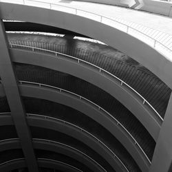 High angle view spiral parking ramp in building