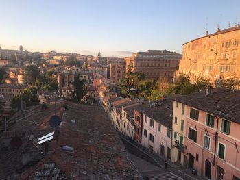 Cityscape against clear sky