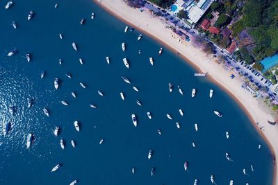 High angle view of city at sea