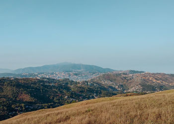 Scenic view of landscape against clear sky