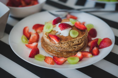 Close-up of strawberries in plate