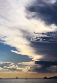 Scenic view of sea against cloudy sky