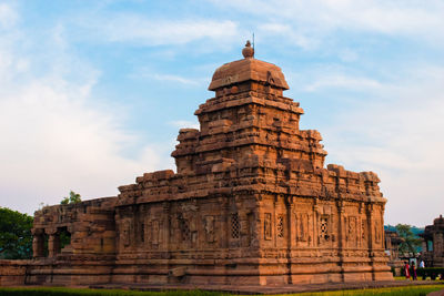 Low angle view of statue against sky