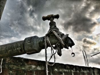 Low angle view of statue against sky