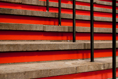 Close-up of red objects on wall