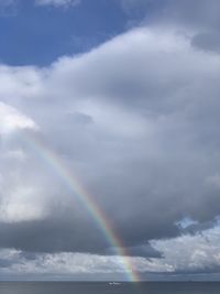 Low angle view of rainbow against sky