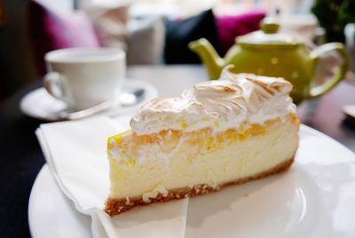 Close-up of dessert in plate on table