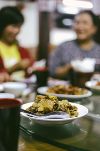 Close-up of food on table