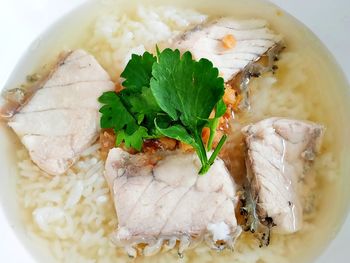 High angle view of food in bowl