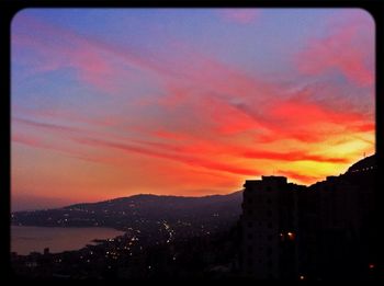 Scenic view of dramatic sky during sunset