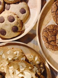 High angle view of cookies on table