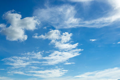 Low angle view of clouds in blue sky