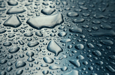 Close-up of water drops on glass
