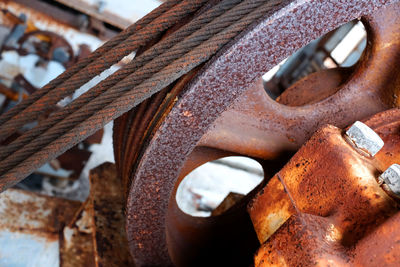 Close-up of old rusty machinery