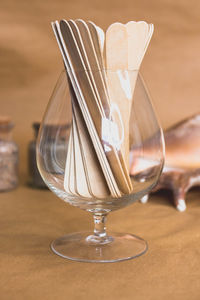 Close-up of wine glass on table