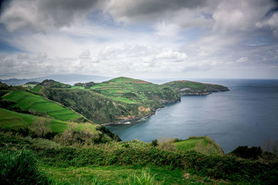 Scenic view of sea against sky at the azores
