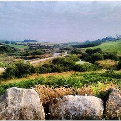 Scenic view of landscape against cloudy sky