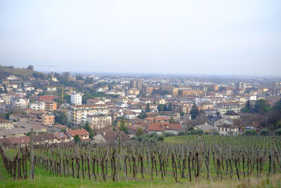 High angle view of townscape against sky