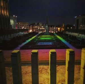 View of colorful lights in the dark