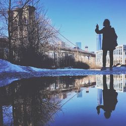 Woman standing in water