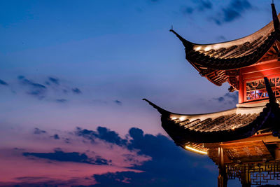 Low angle view of temple against sky