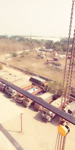 High angle view of construction site against sky