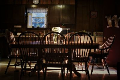 Dining table in kitchen at home