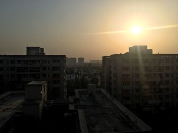 Buildings at sunset