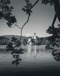 Scenic view of lake against sky