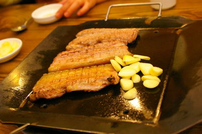 High angle view of food on table