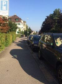 Cars parked on road