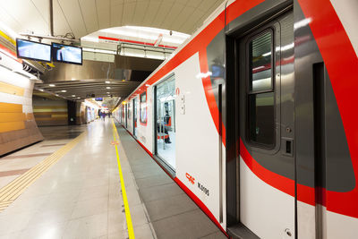 Train at railroad station platform