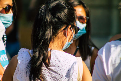 Rear view of woman with sunglasses