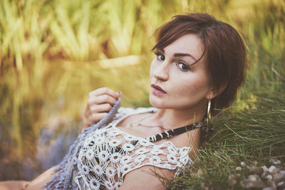 Young woman looking away