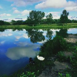 Scenic view of lake against sky