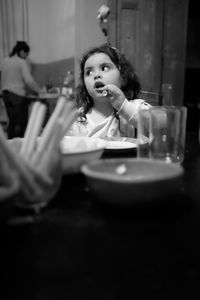 Girl playing on table