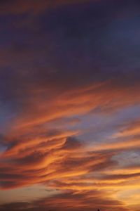 Low angle view of orange sky