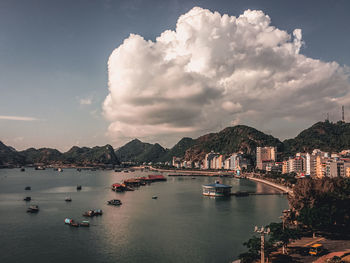 Panoramic view of boats in marina bay