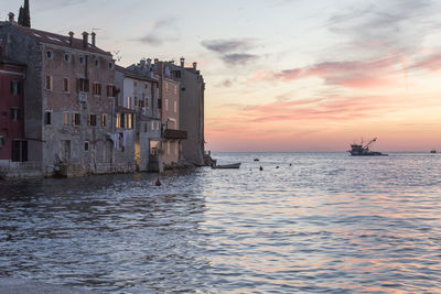 Scenic view of sea at sunset