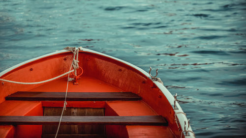 Boat moored in sea