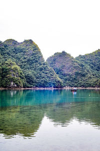 Scenic view of lake against clear sky